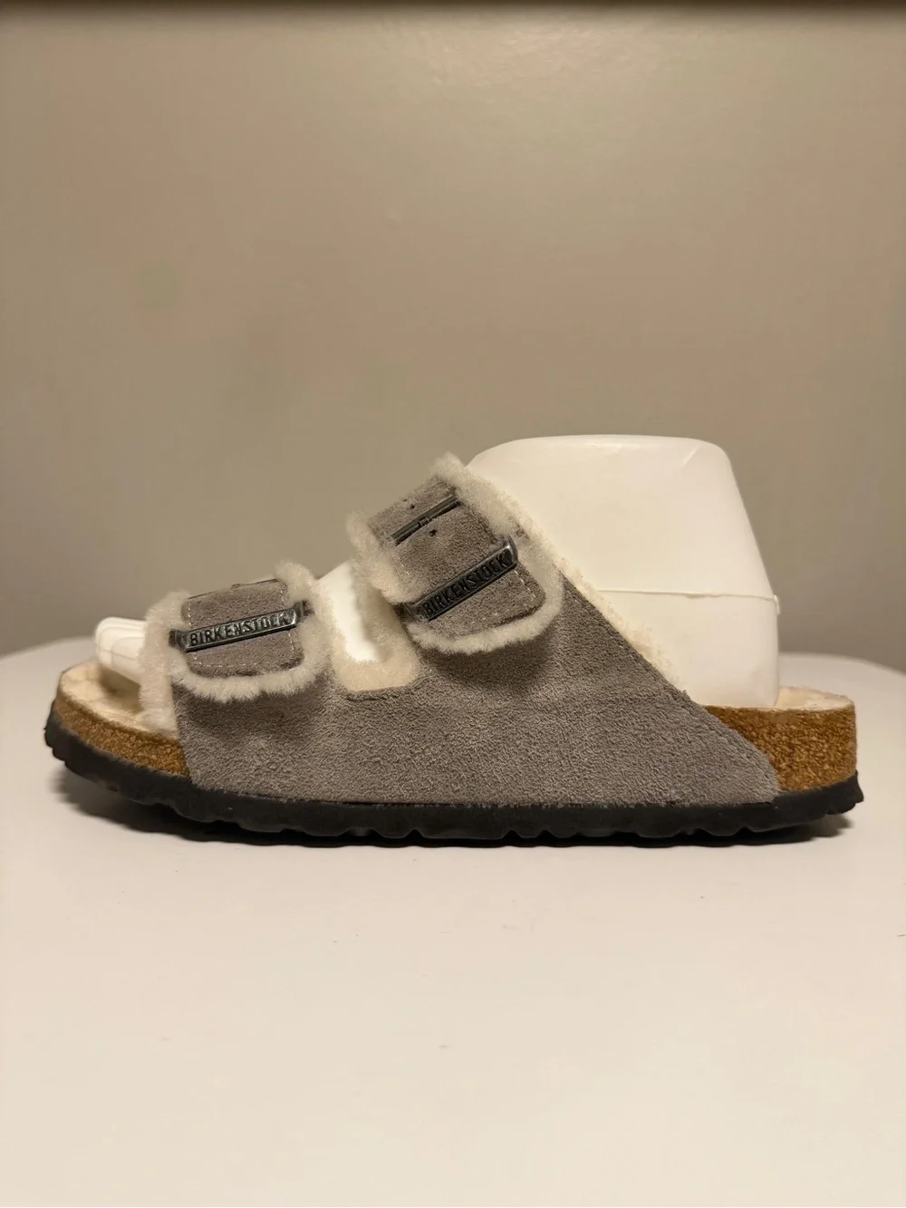 Birkenstock Arizona Shearling Suede Leather Stone Coin Women’s EU 39 US 8-8.5
